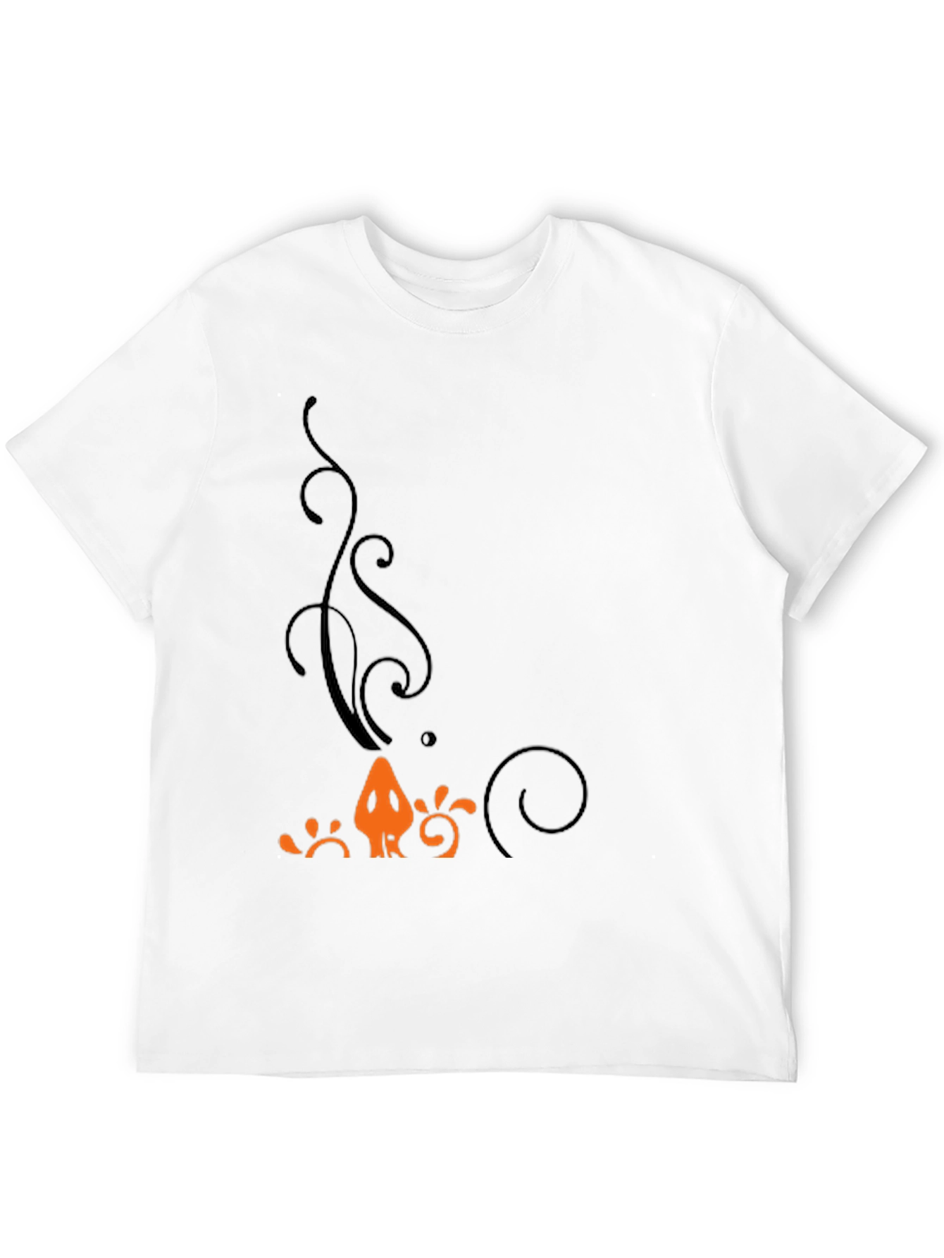 Mens Black T-Shirt with Orange Halloween-Themed Print