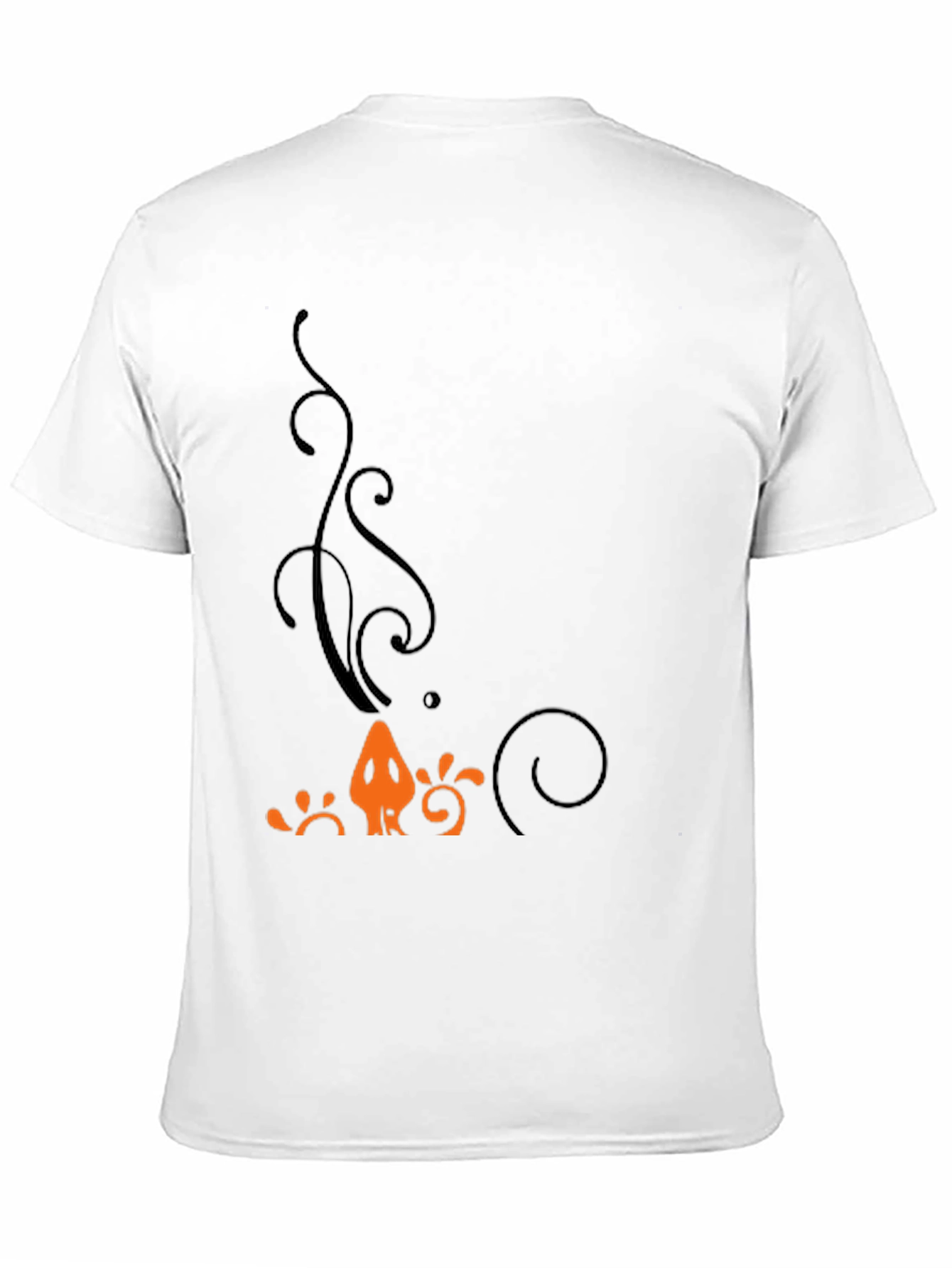 Mens Black T-Shirt with Orange Halloween-Themed Print