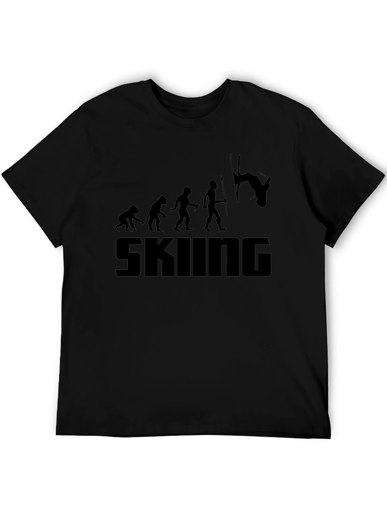 Skiing Evolution Black T-Shirt