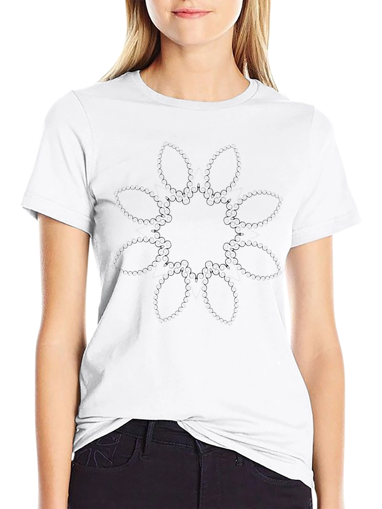 Abstract Floral Graphic Black T-Shirt