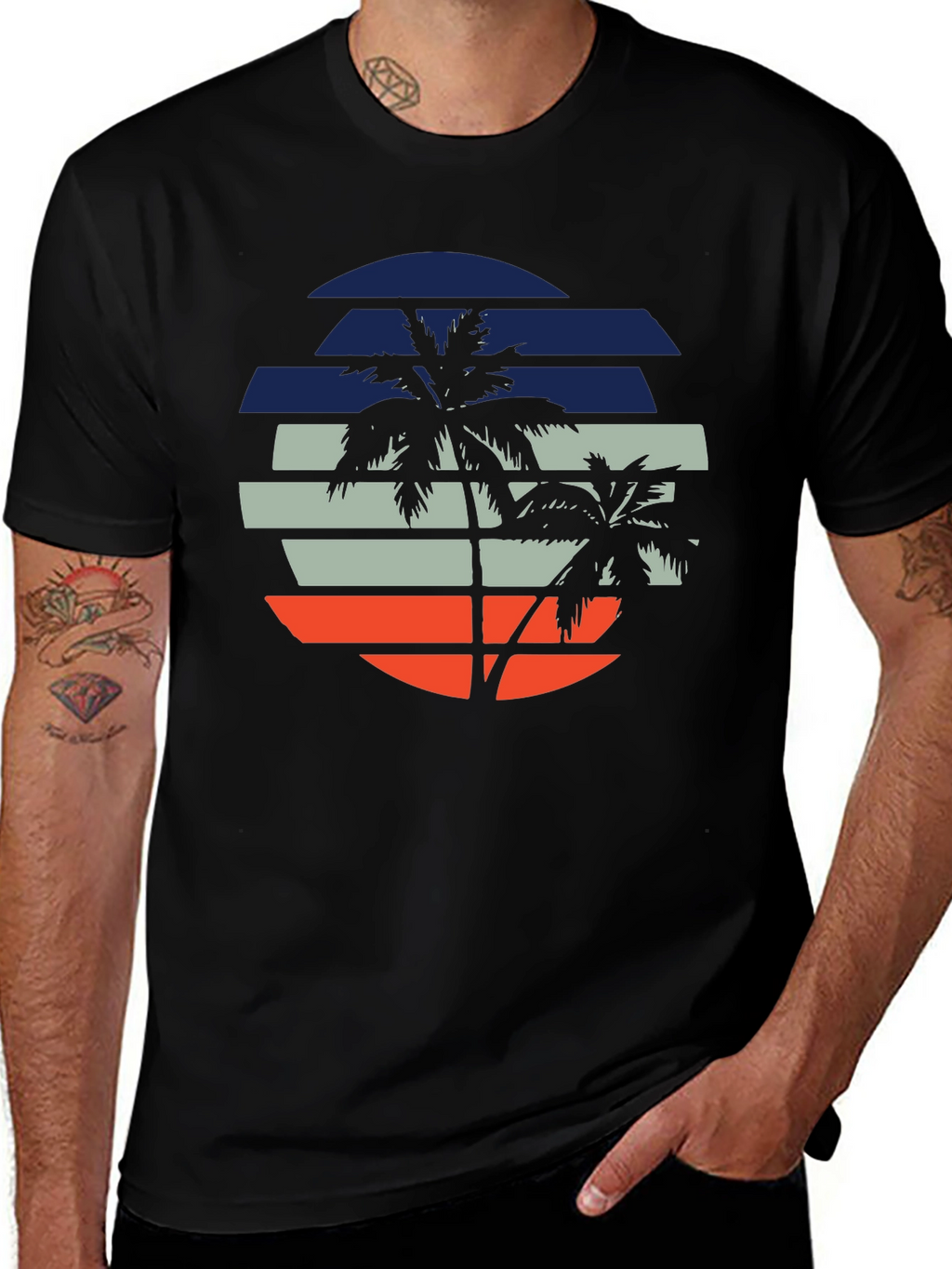 Retro Palm Tree Sunset Graphic T-Shirt
