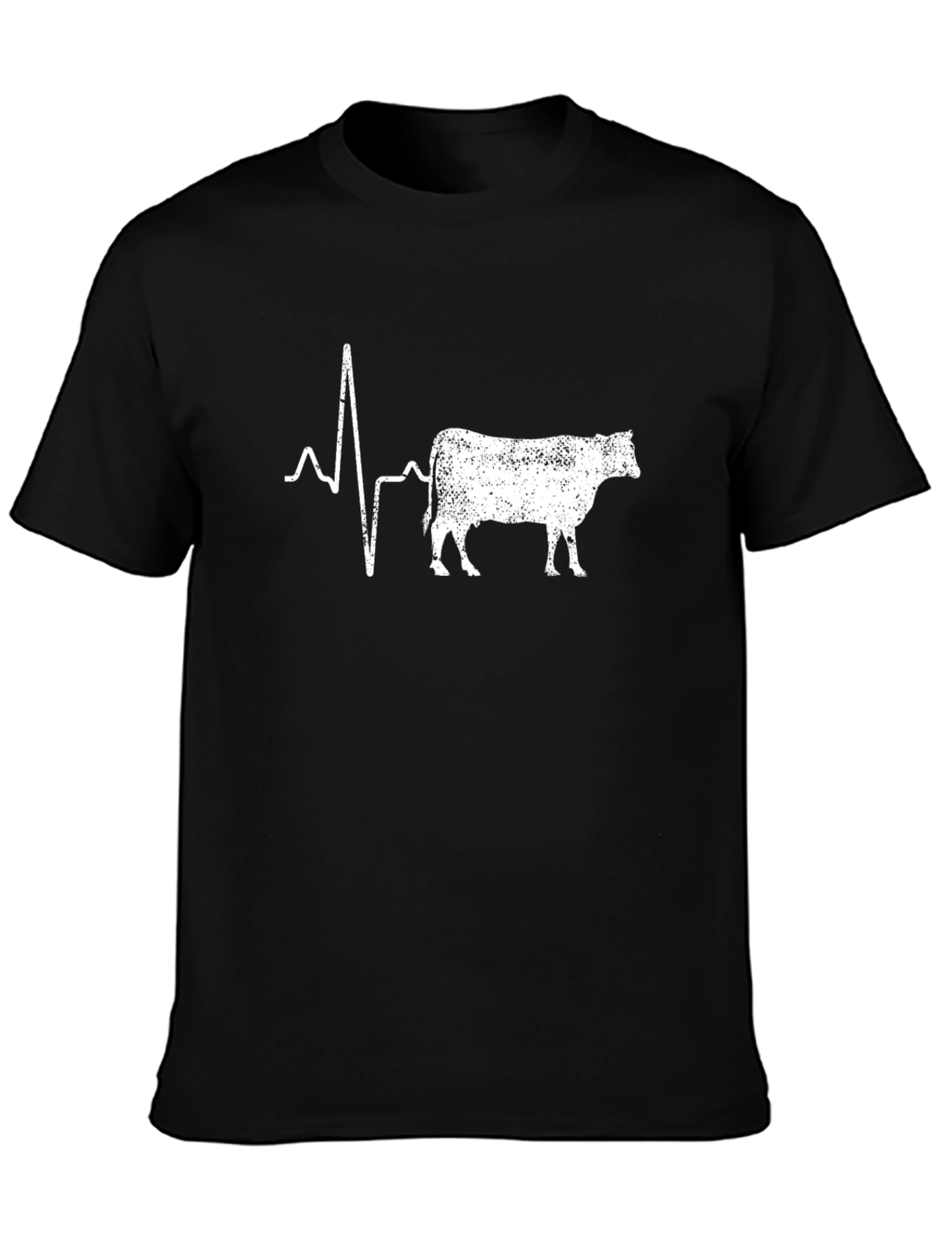 Cow Heartbeat T-Shirt - Black Cotton Graphic Tee