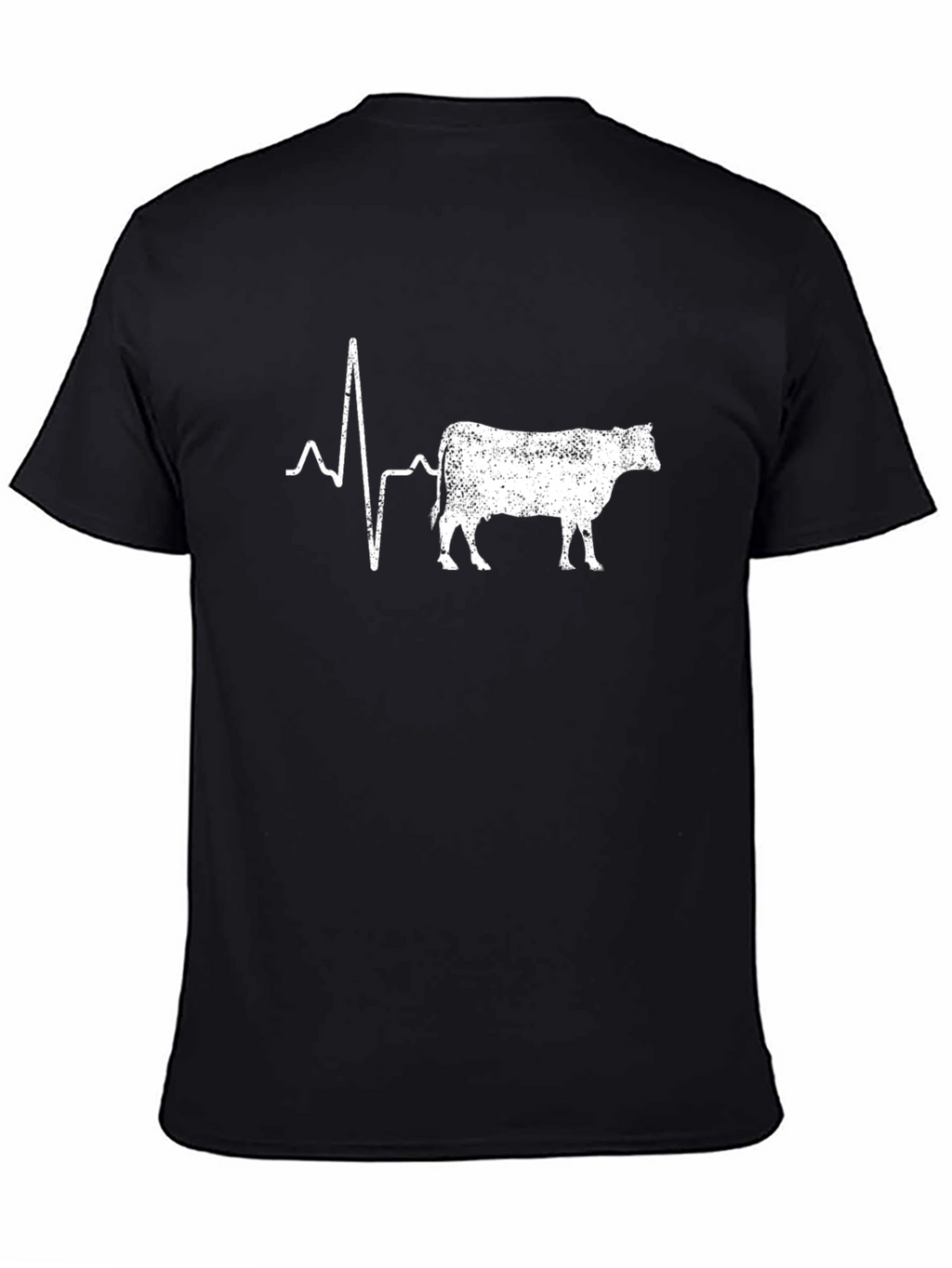 Cow Heartbeat T-Shirt - Black Cotton Graphic Tee
