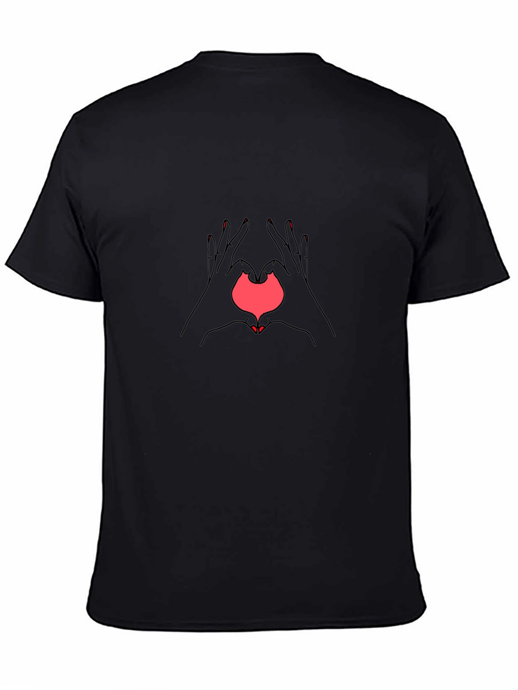 Heart Hands Graphic T-Shirt - Casual Black Tee