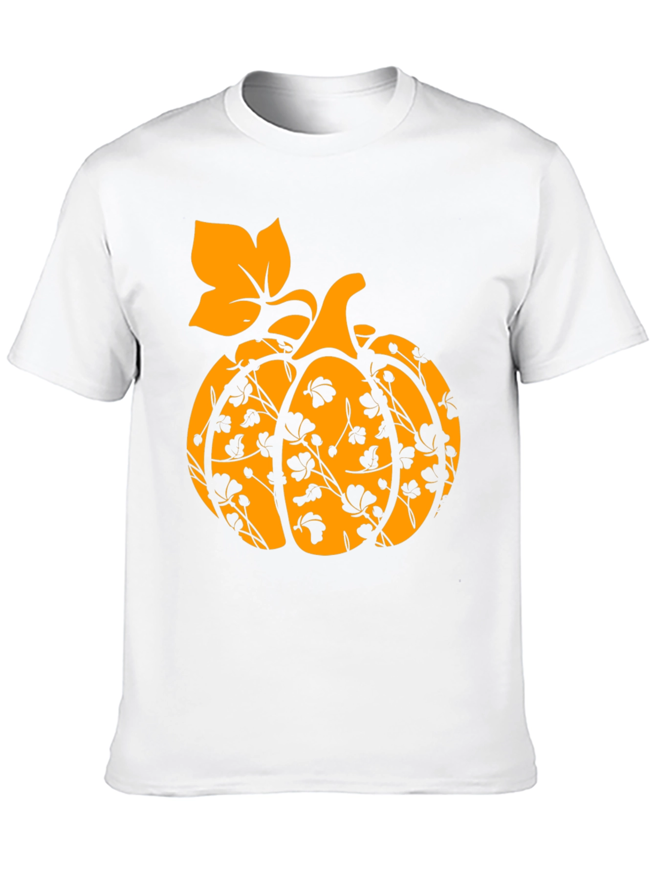 Floral Pumpkin T-Shirt - Fall Harvest Tee
