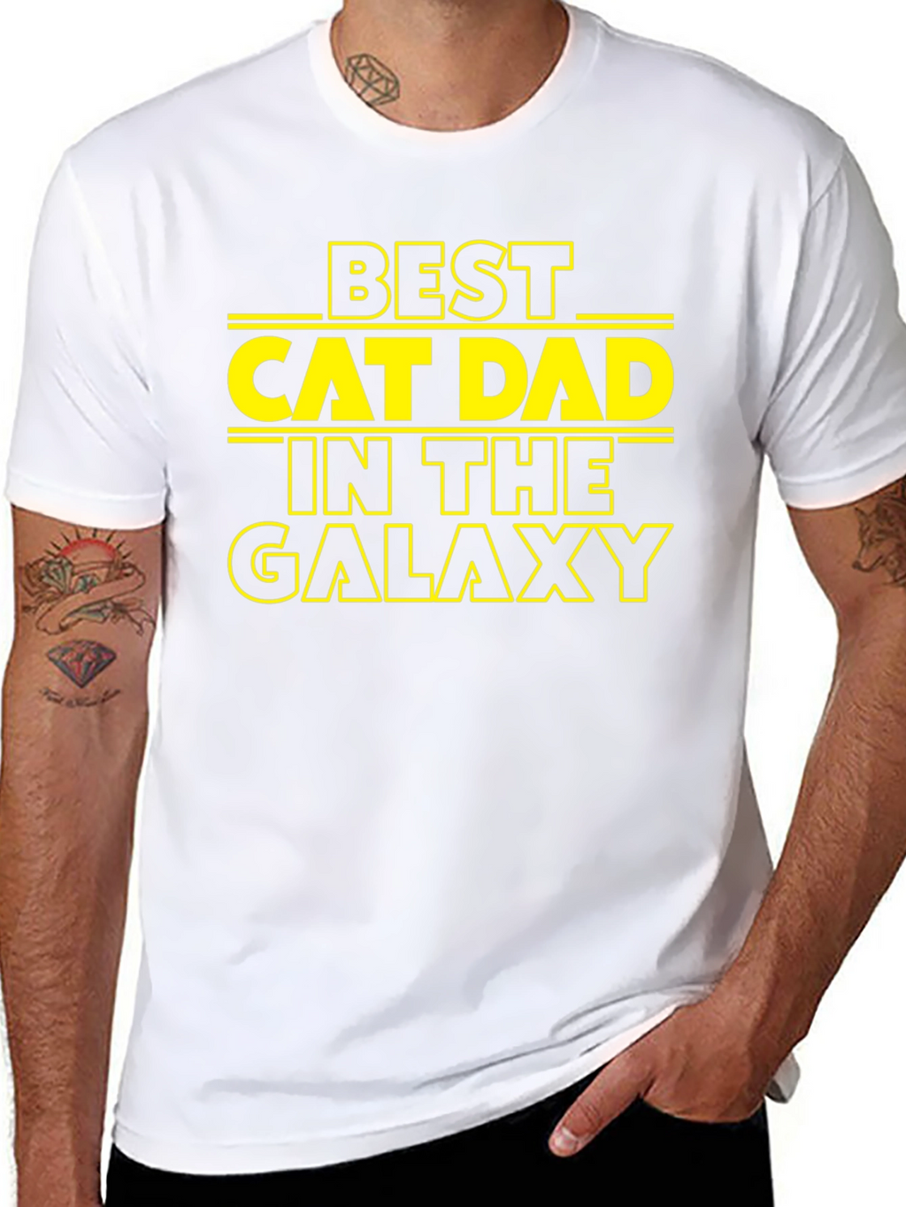 Best Cat Dad in the Galaxy Black T-Shirt