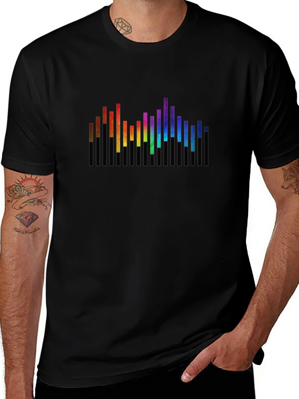 Rainbow Spectrum Graphic Black T-Shirt