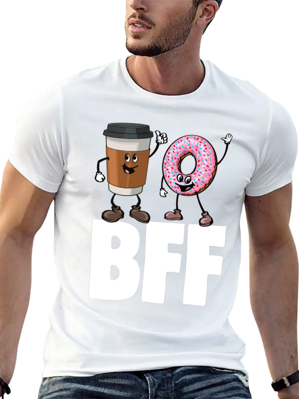 BFF Coffee & Donut Best Friends Black T-Shirt
