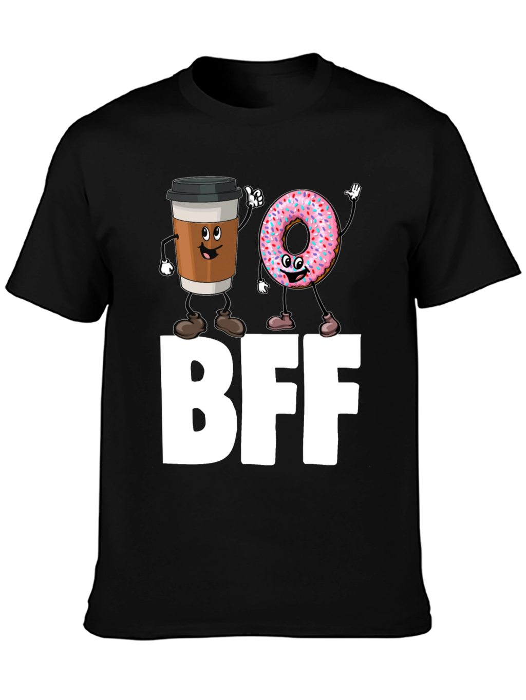 BFF Coffee & Donut Best Friends Black T-Shirt