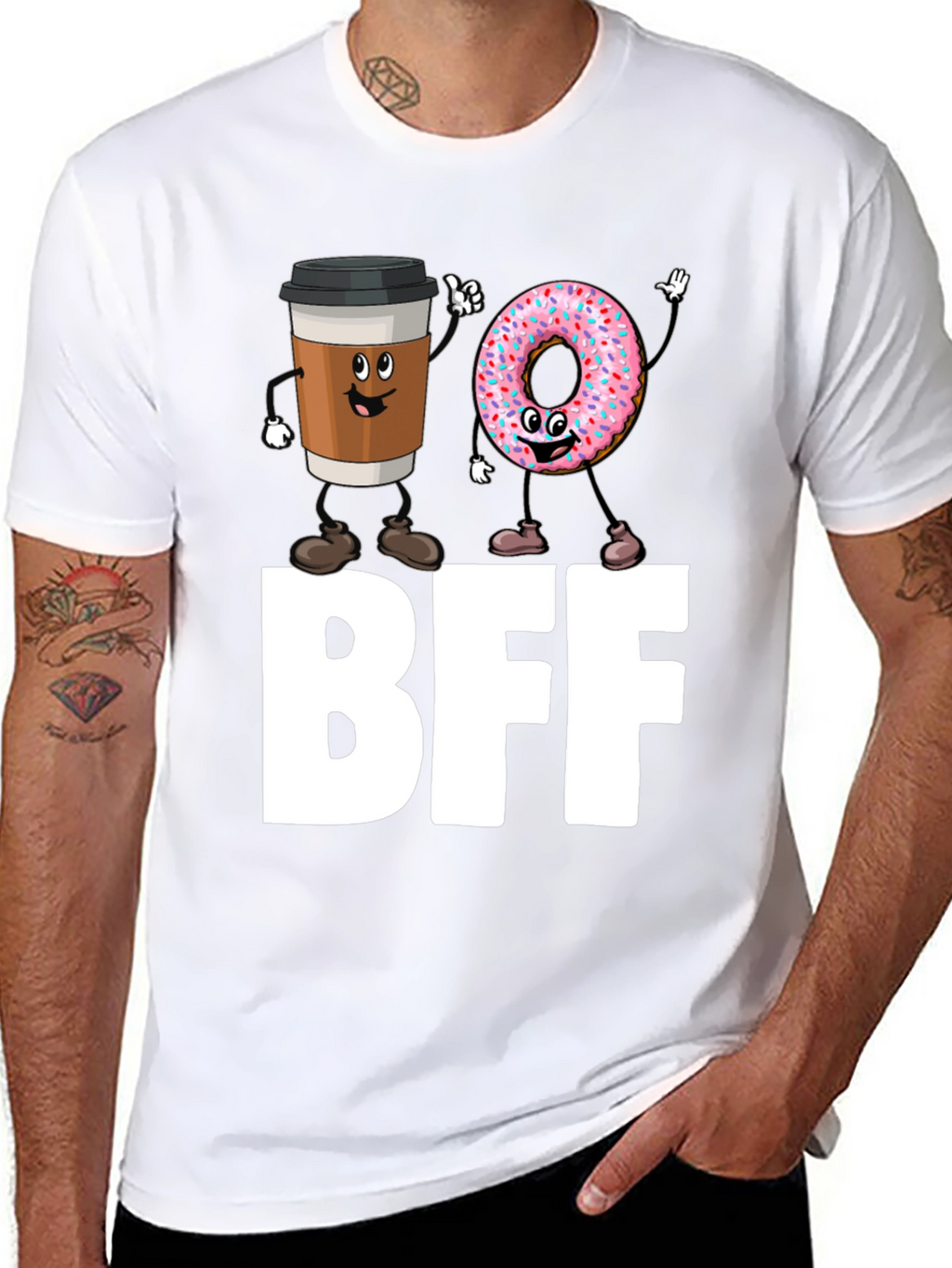BFF Coffee & Donut Best Friends Black T-Shirt