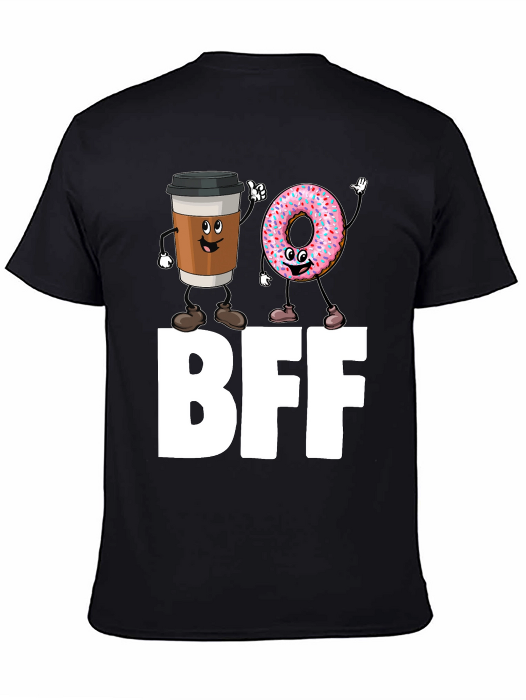 BFF Coffee & Donut Best Friends Black T-Shirt