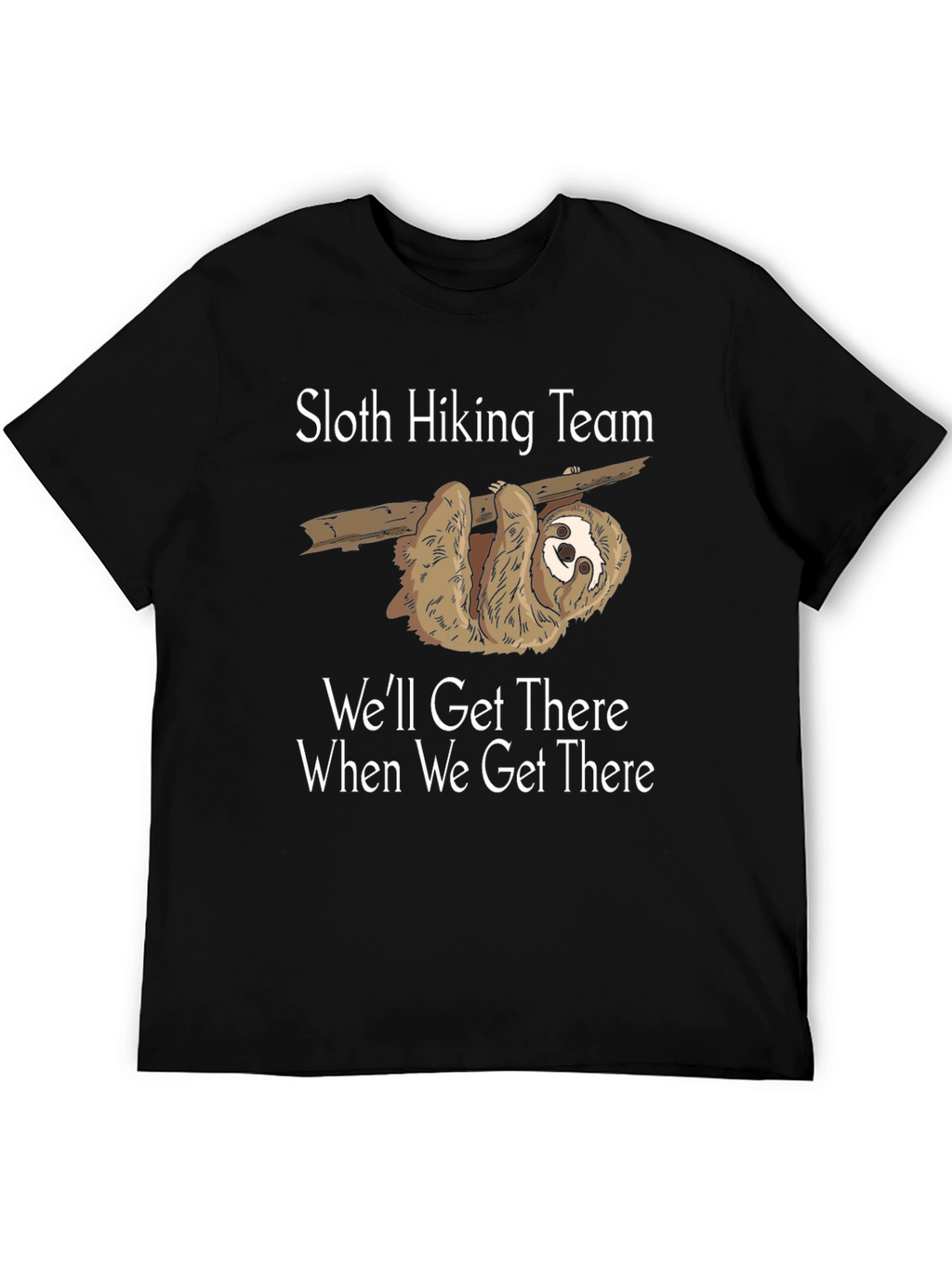 Sloth Hiking Team Black Graphic T-Shirt