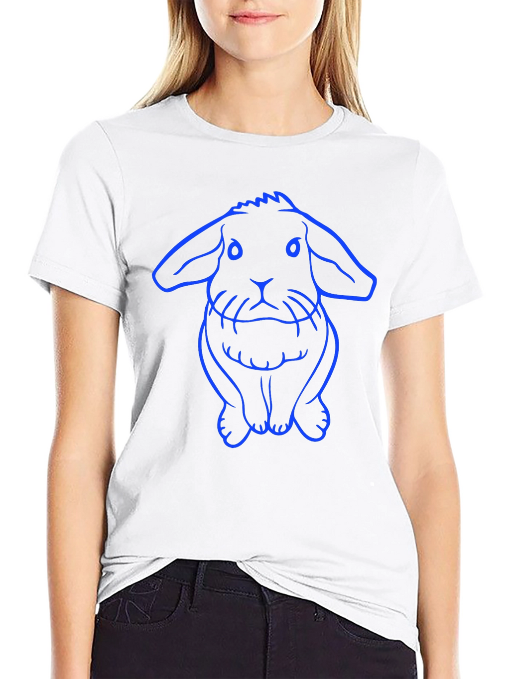 Rabbit Graphic Tee - Black Cotton Casual Wear