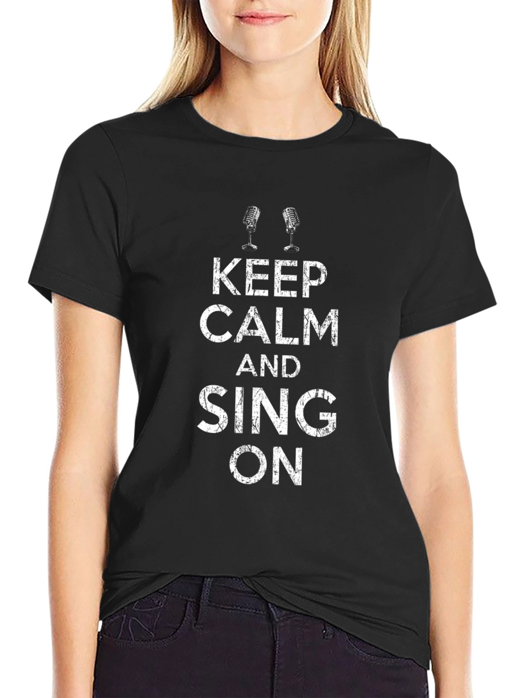 Keep Calm and Sing On Black T-Shirt