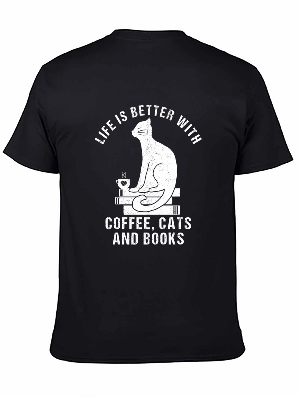 Life Is Better With Coffee Cats and Books T-Shirt