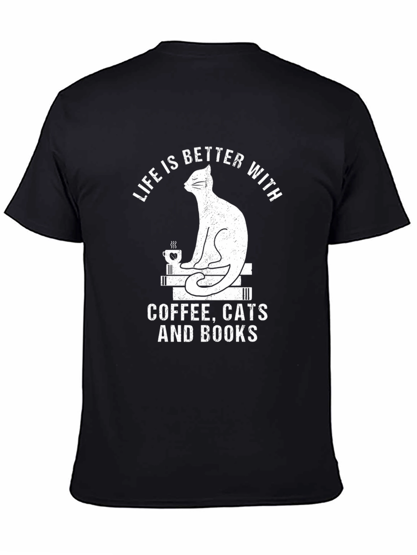 Life Is Better With Coffee Cats and Books T-Shirt