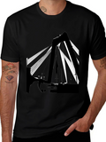 Abstract Bridge Graphic T-Shirt - Stylish Black Tee