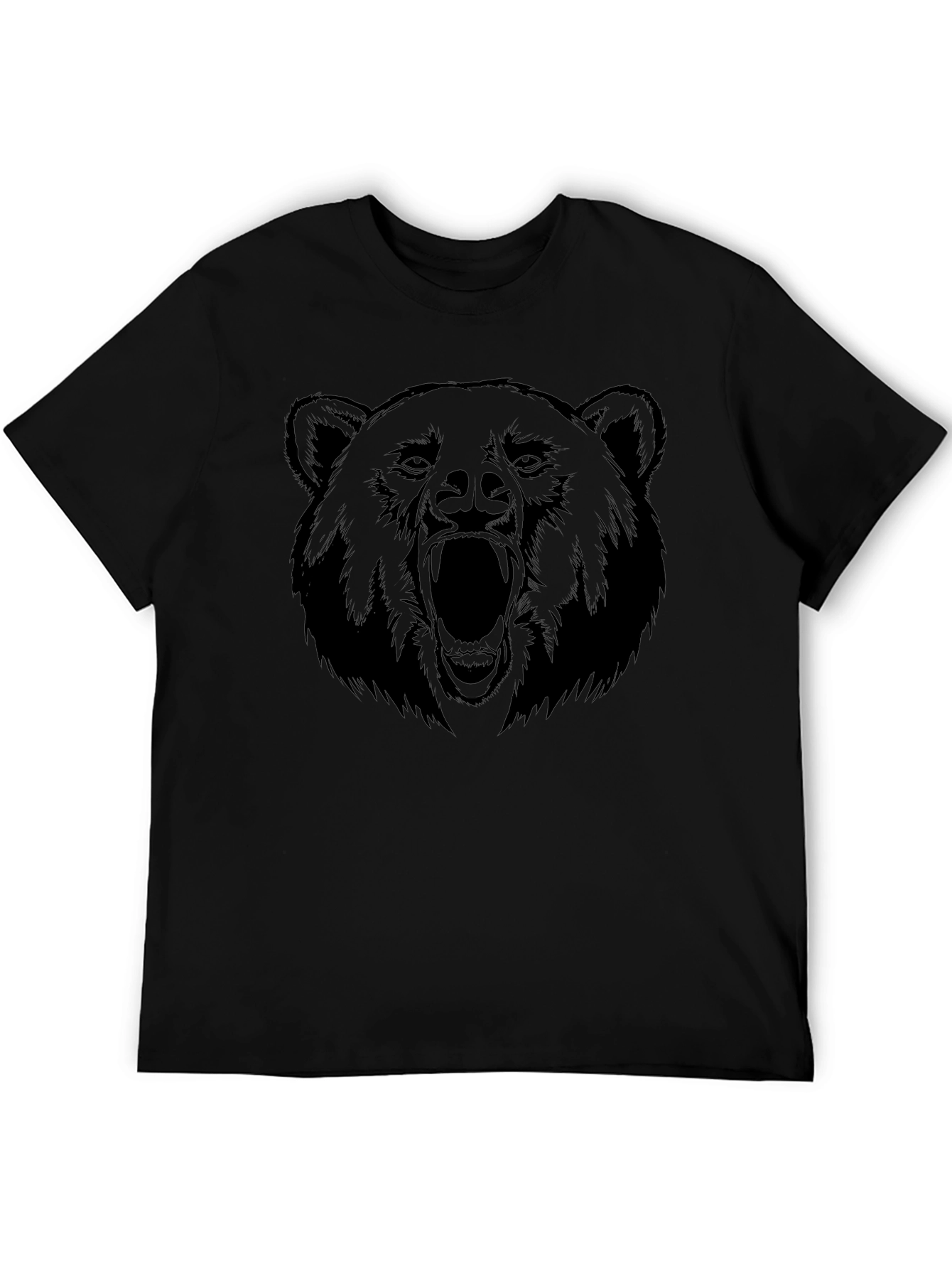 Mens Black Bear Graphic Print T-Shirt