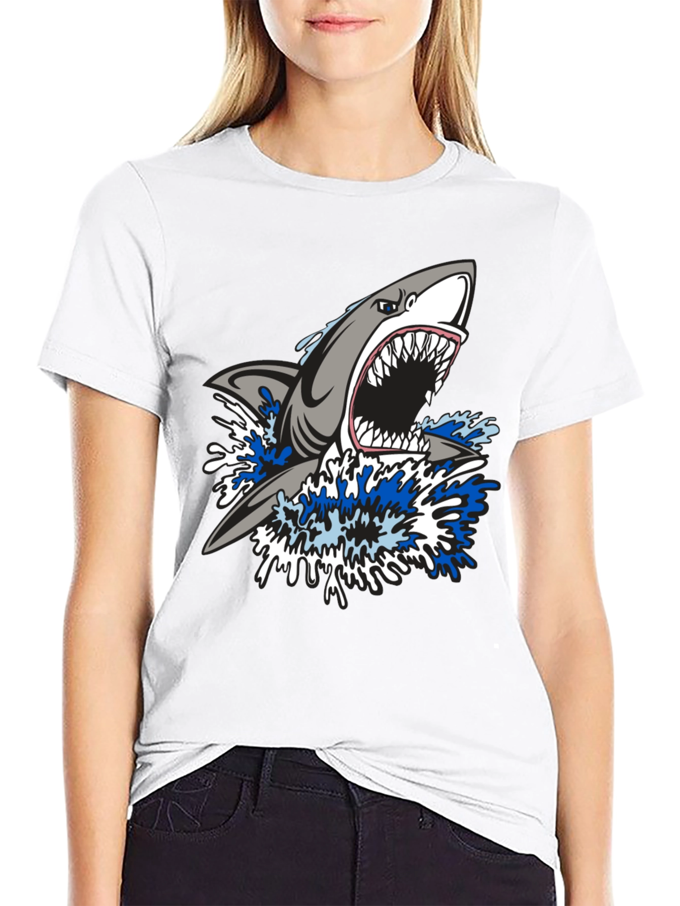Mens Black Shark Graphic Tee