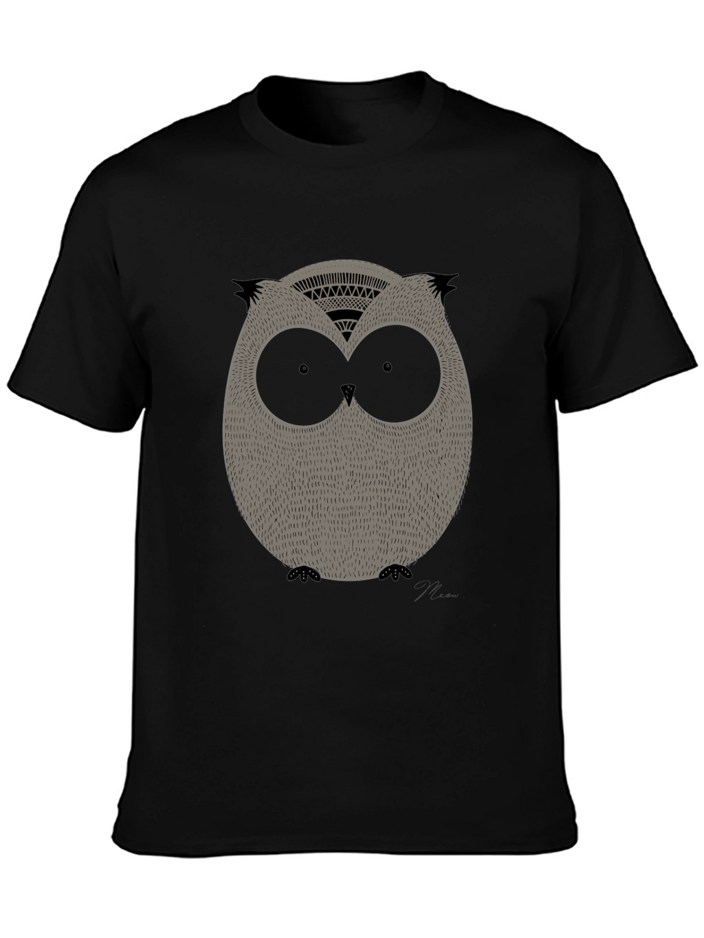 Cool Owl Graphic Print Black Tee