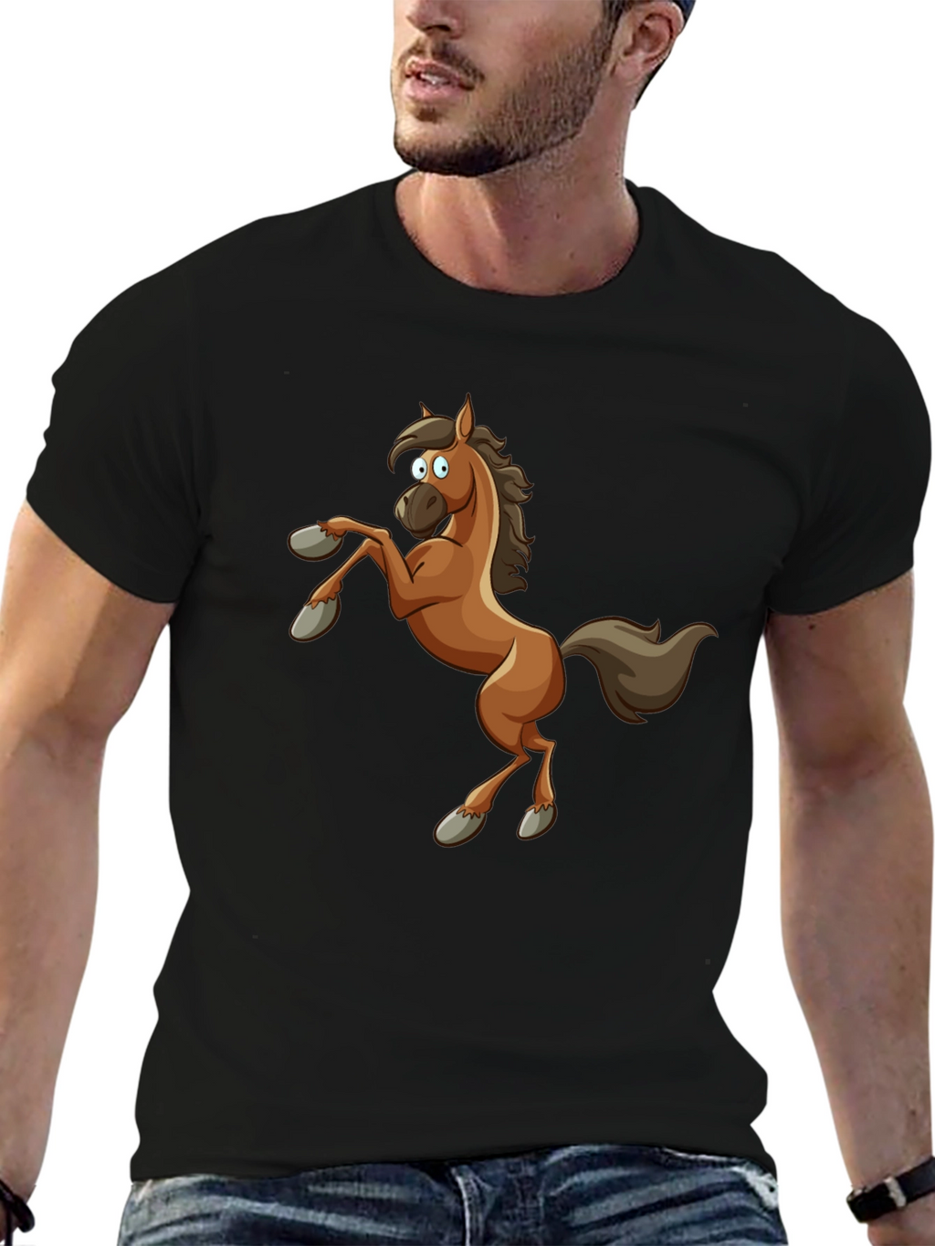Funny Cartoon Horse Graphic T-Shirt