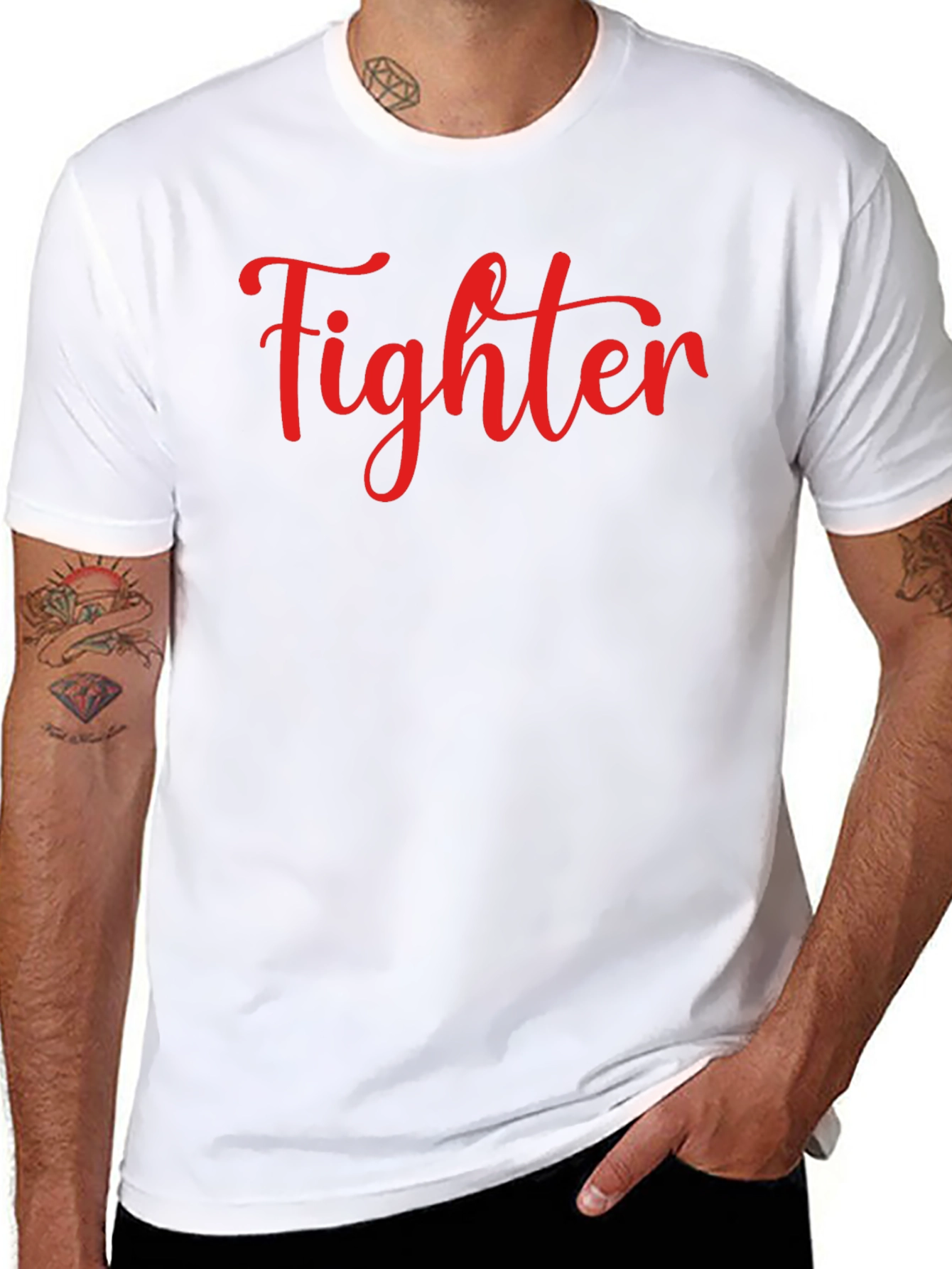 Fighter Graphic Tee - Black Crew Neck T-Shirt