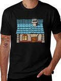Cartoon House Graphic T-Shirt - Novelty Tee