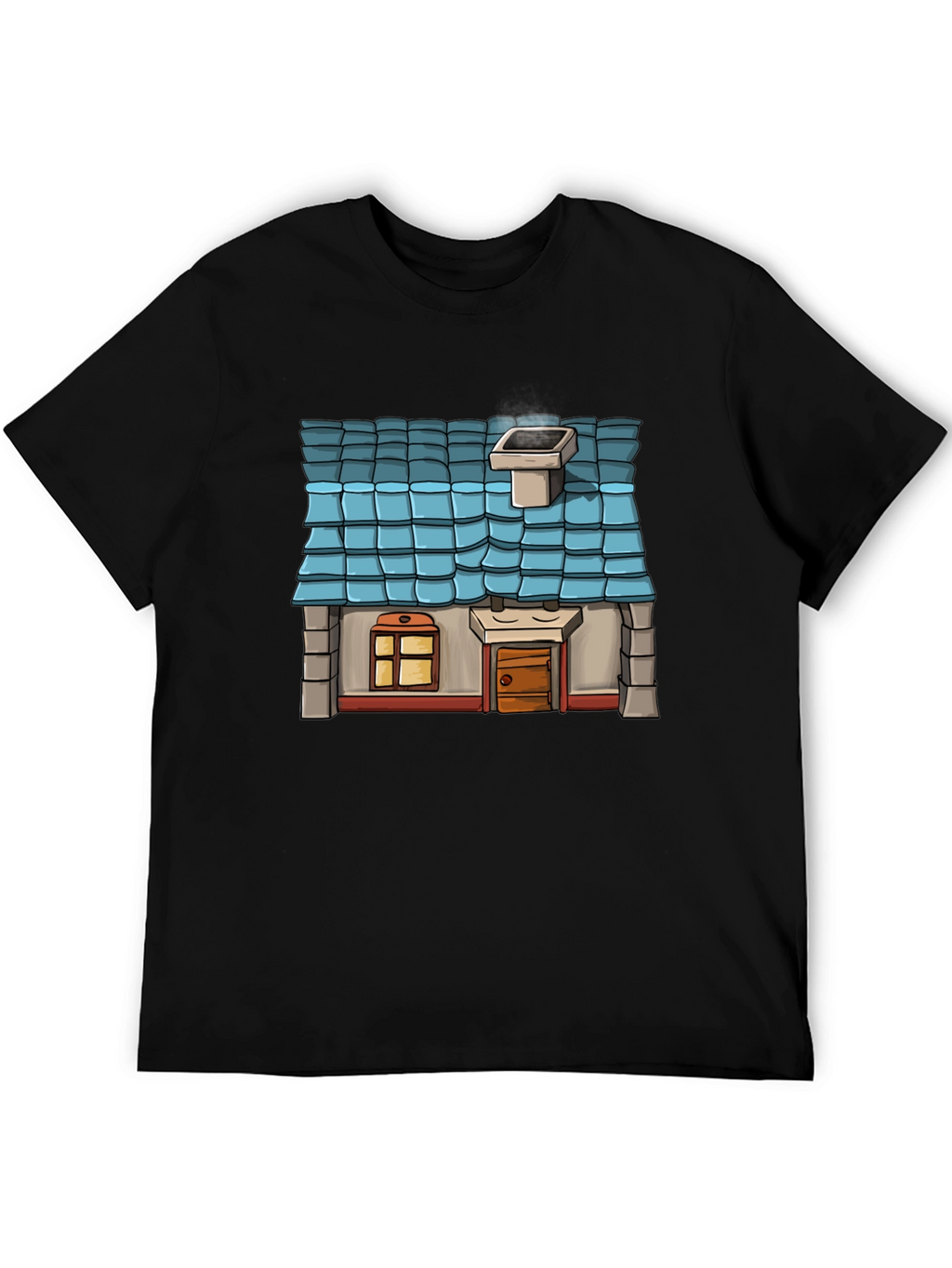 Cartoon House Graphic T-Shirt - Novelty Tee