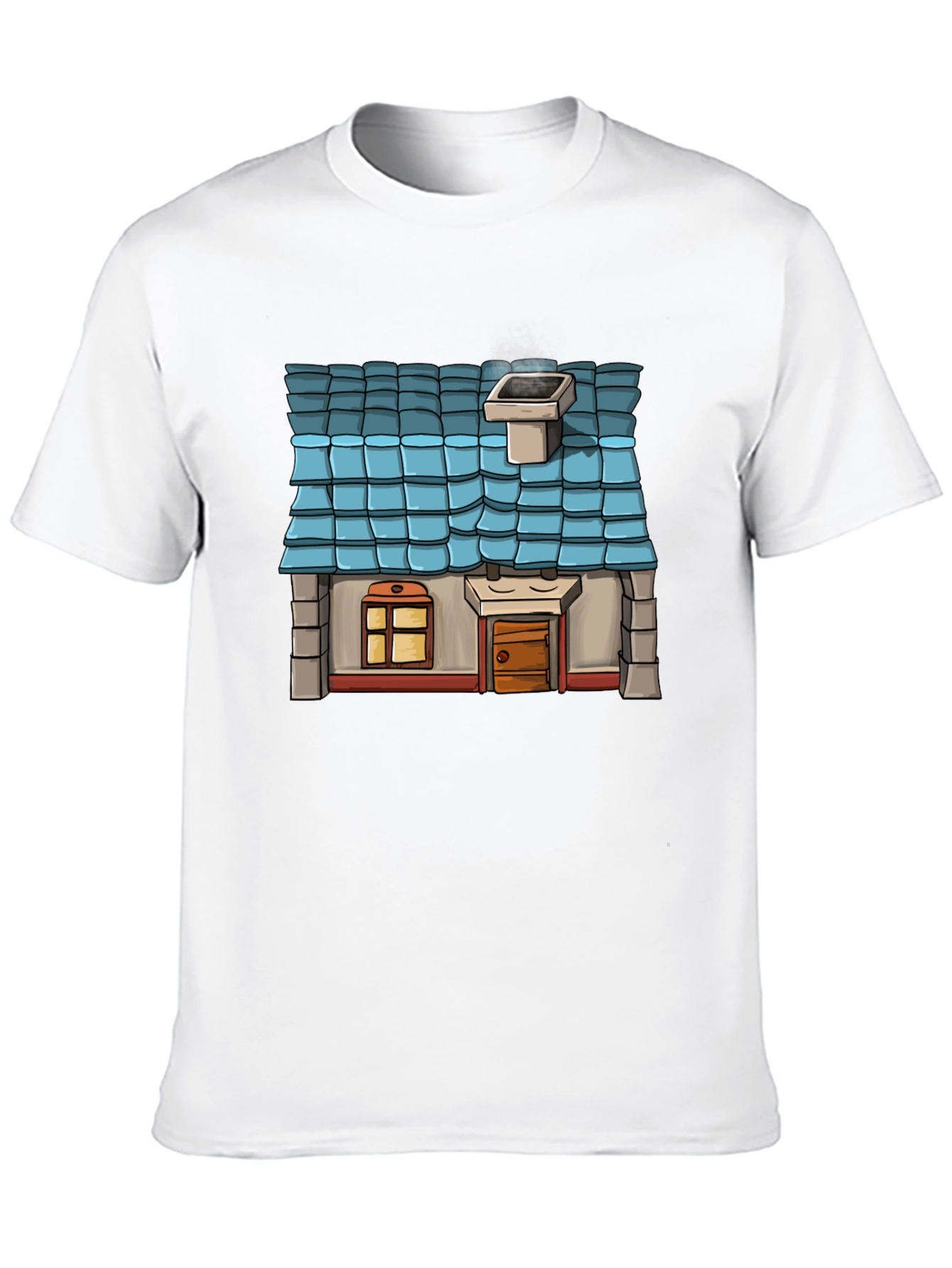 Cartoon House Graphic T-Shirt - Novelty Tee