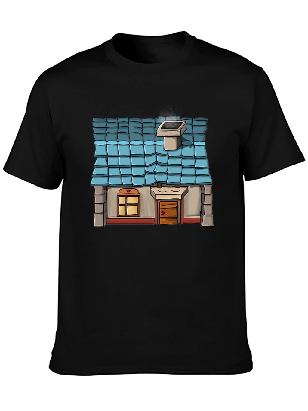 Cartoon House Graphic T-Shirt - Novelty Tee