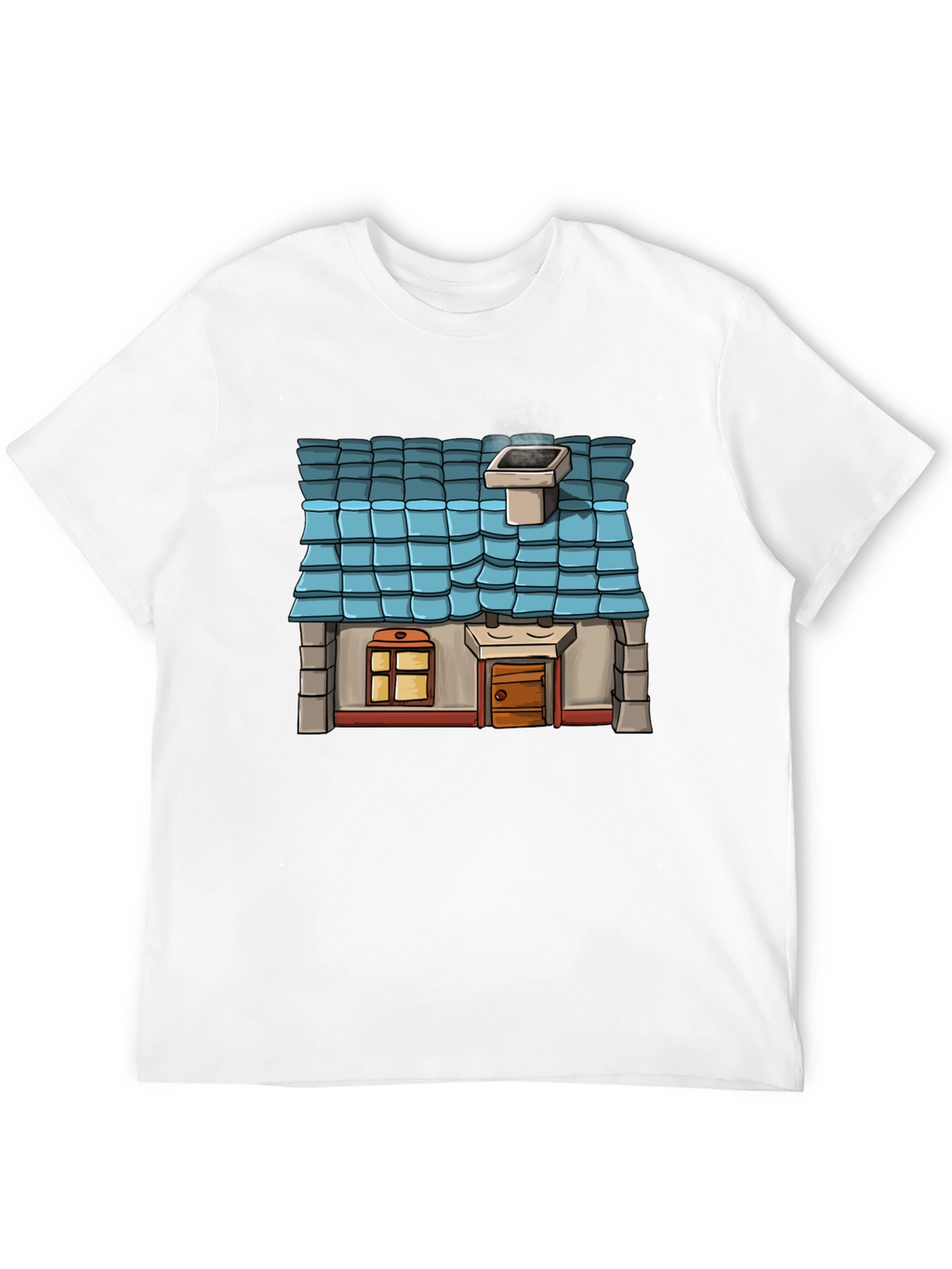 Cartoon House Graphic T-Shirt - Novelty Tee