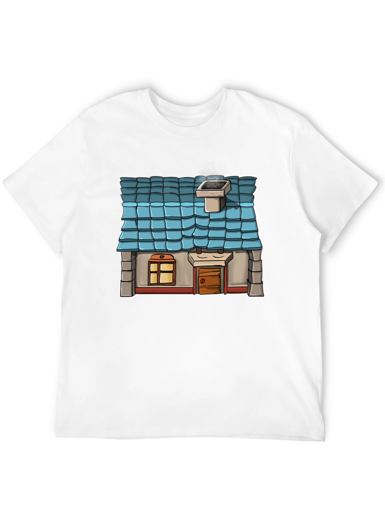 Cartoon House Graphic T-Shirt - Novelty Tee