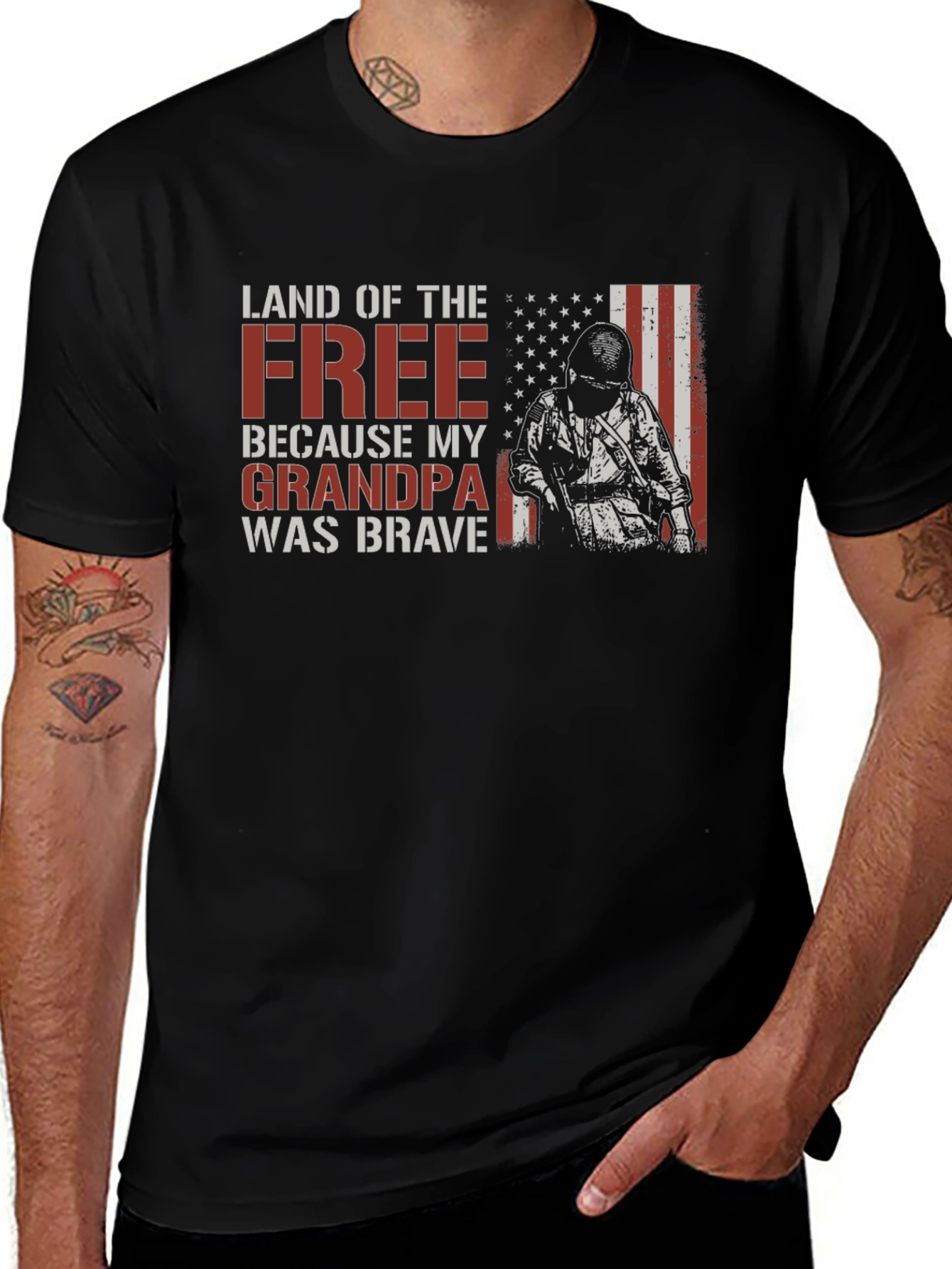 Land of the Free Grandpa Was Brave T-Shirt