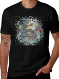Goldfinch Bird Graphic Black T-Shirt