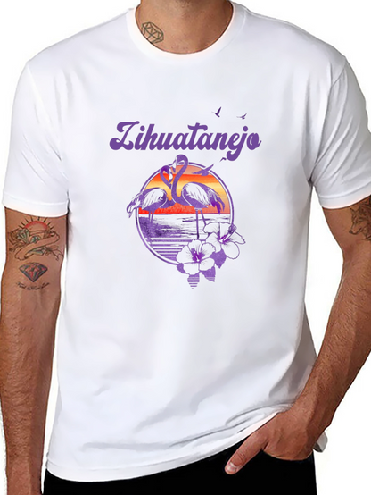 Zihuatanejo Flamingo Graphic T-Shirt