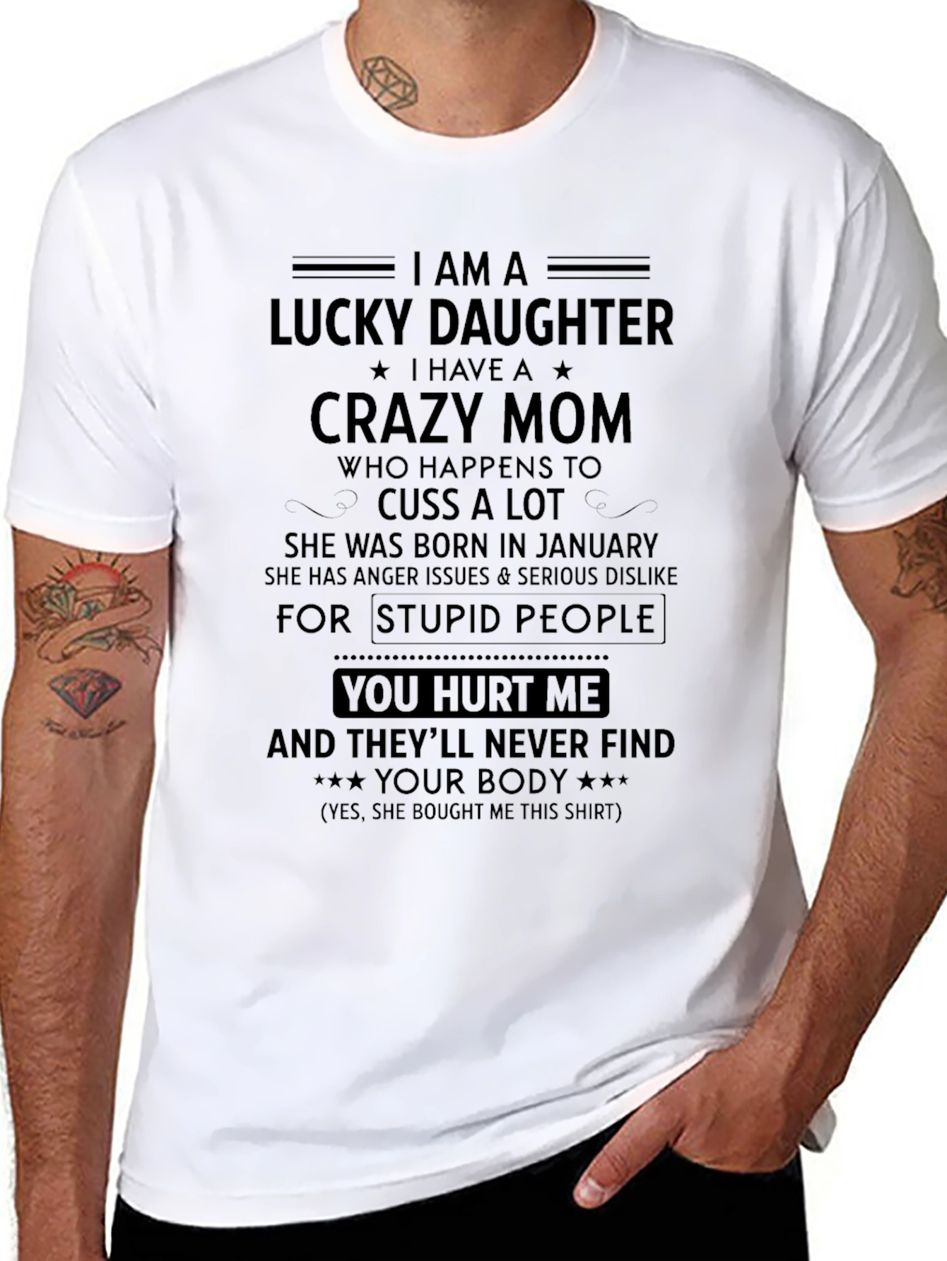 Lucky Daughter Crazy Mom Graphic T-Shirt