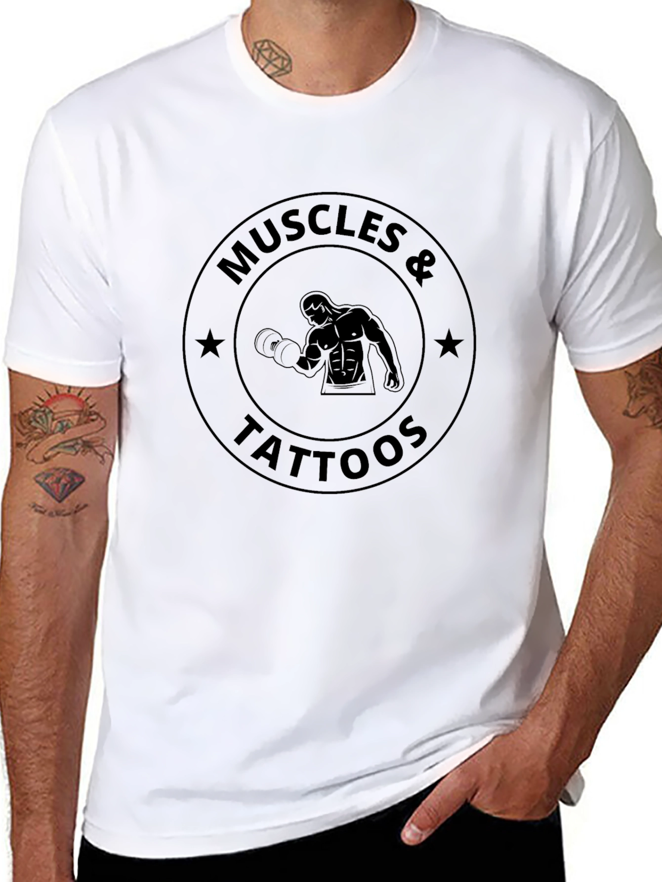 Muscles & Tattoos Graphic T-Shirt - Black