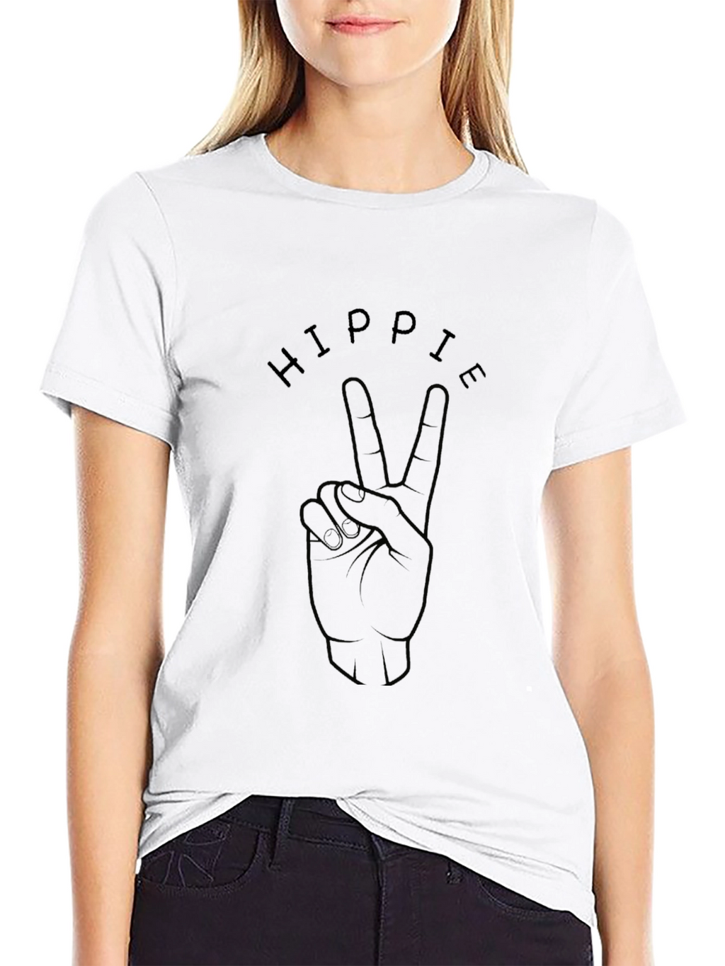 Hippie Peace Sign Black Graphic T-Shirt