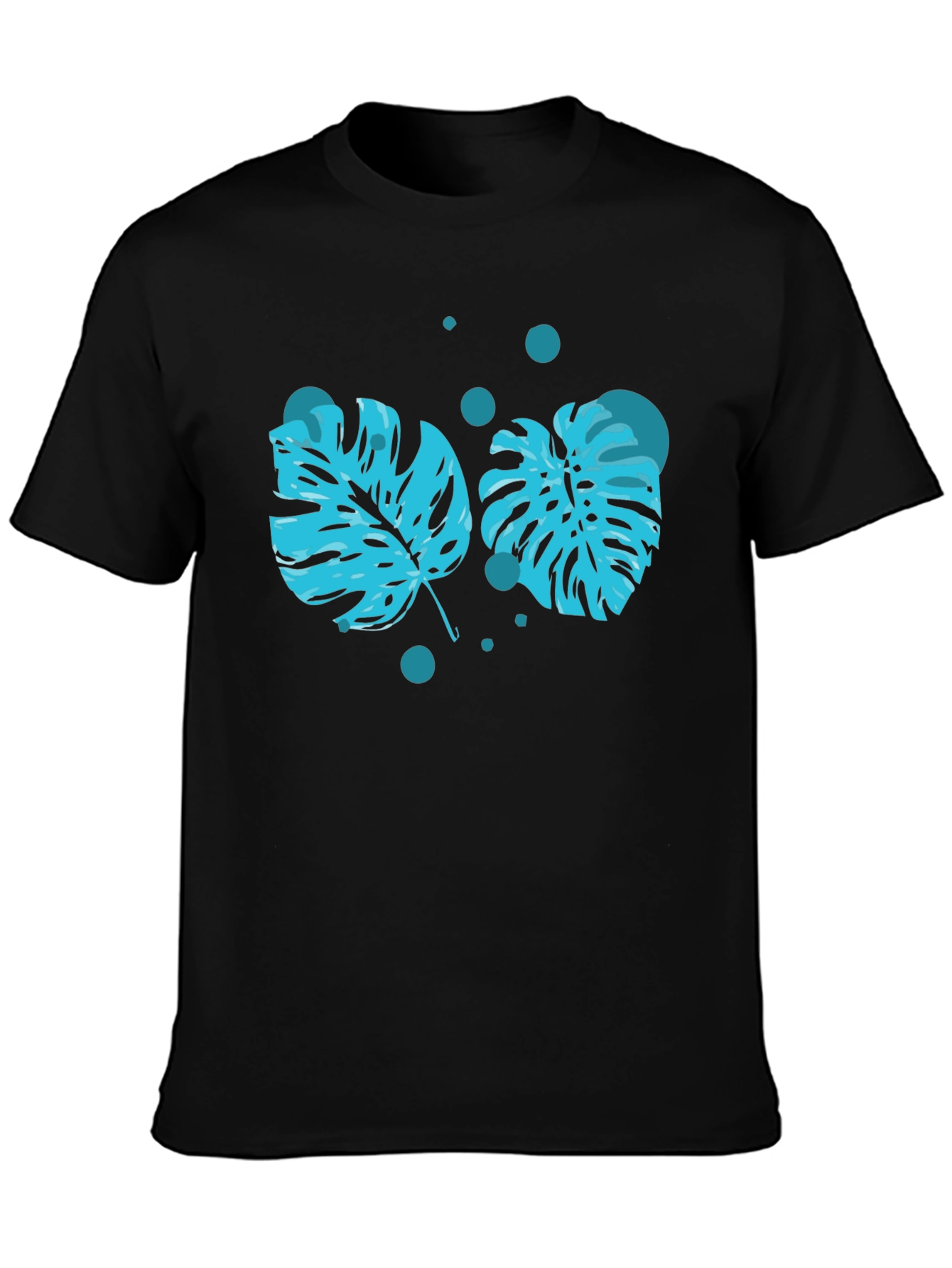 Tropical Leaf Graphic Tee - Black T-Shirt