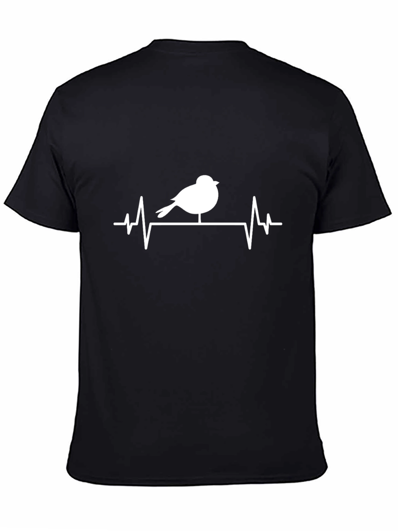 Bird Heartbeat T-Shirt - Black Cotton Graphic Tee