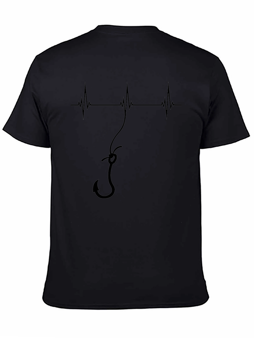 Fishing Heartbeat Hook Tee - Mens Black Graphic T-Shirt