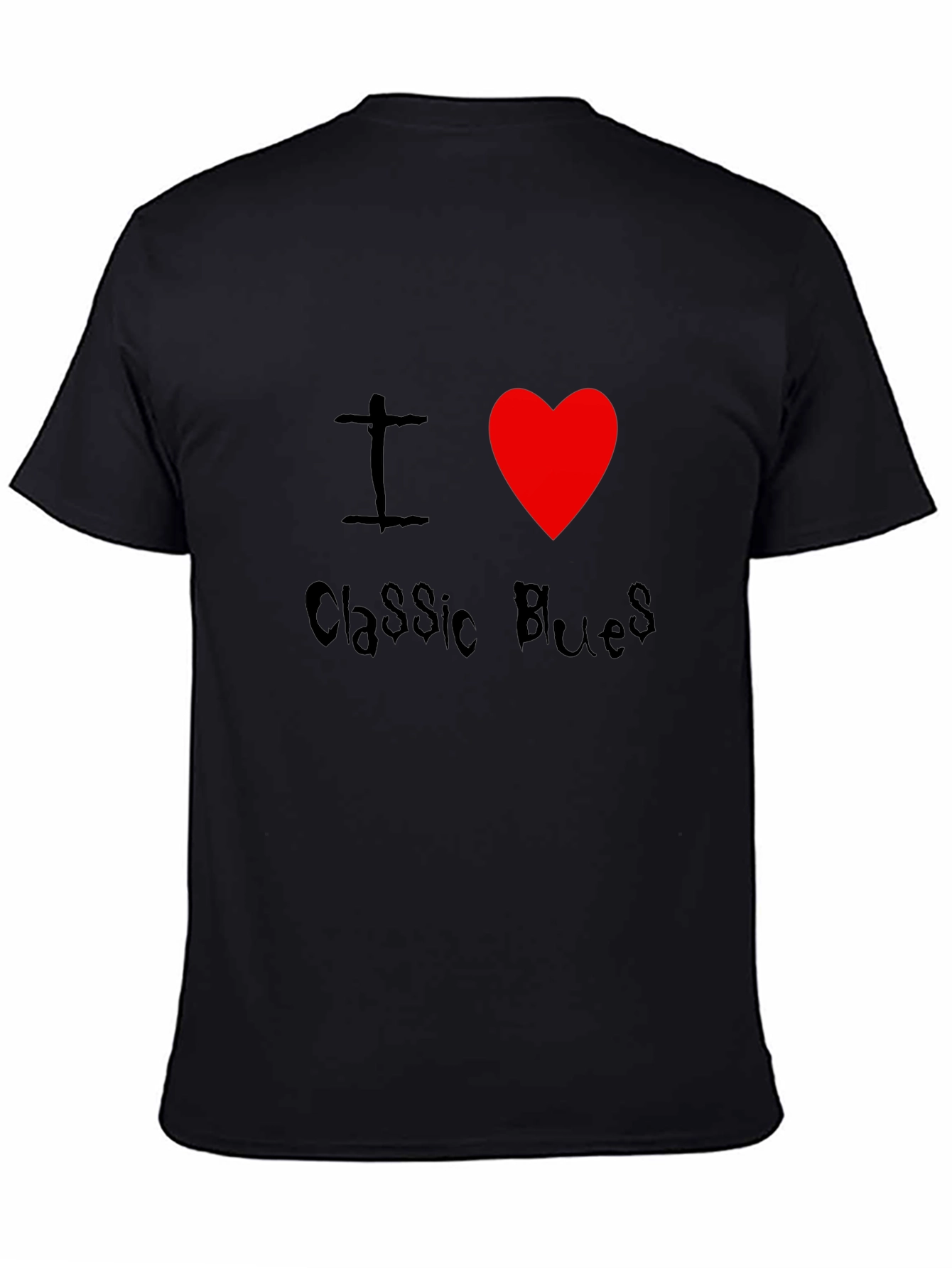 I Heart Classic Blues Black T-Shirt