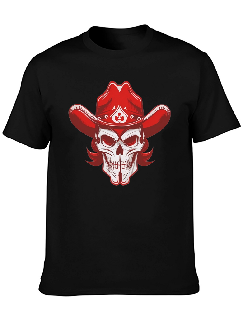 Skull Cowboy Hat Graphic Tee - Black