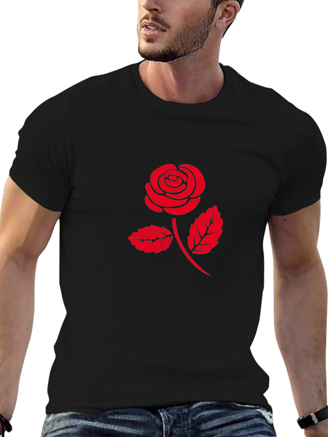Red Rose Graphic T-Shirt - Classic Black Tee