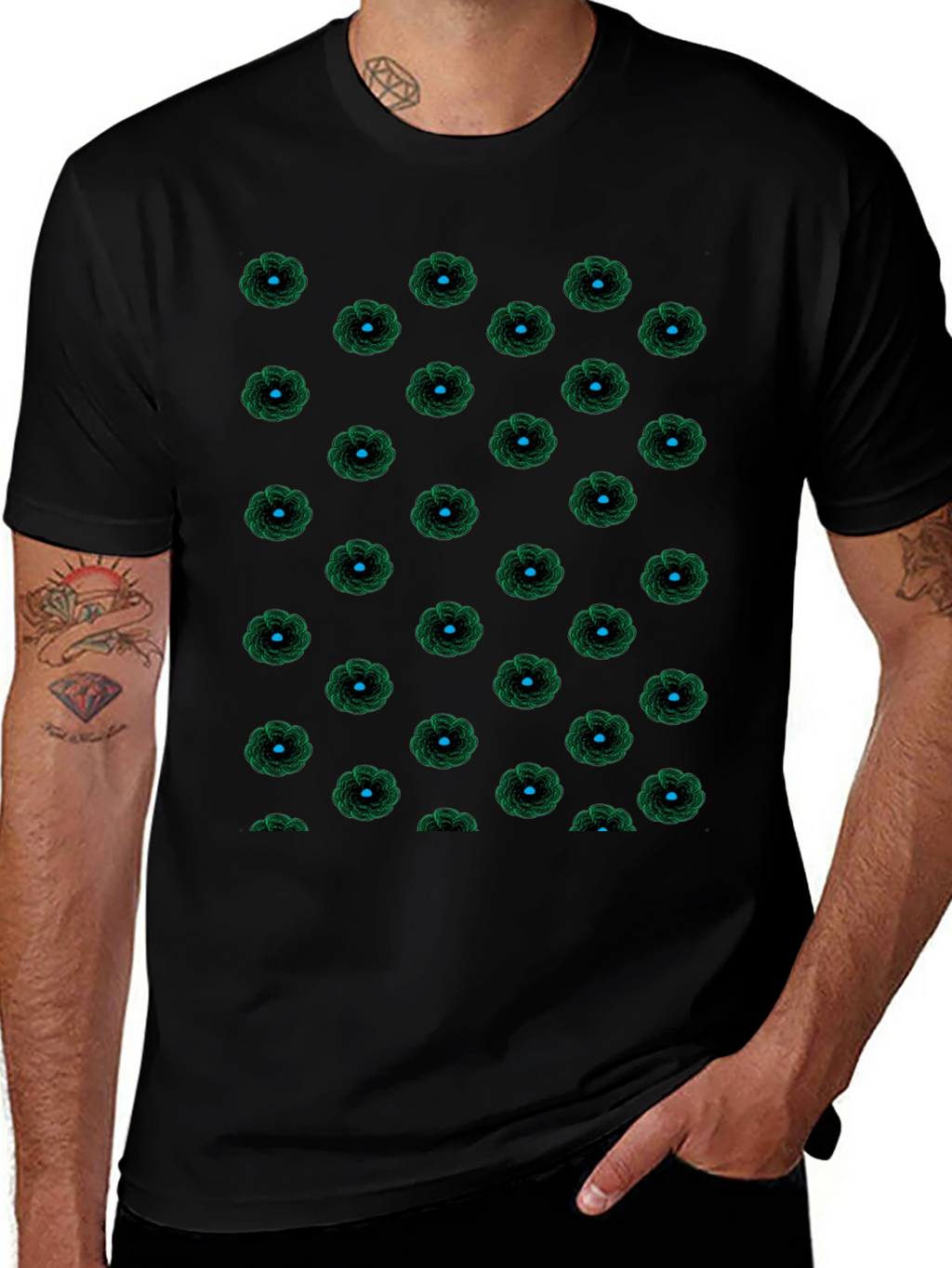 Black Floral Patterned T-Shirt
