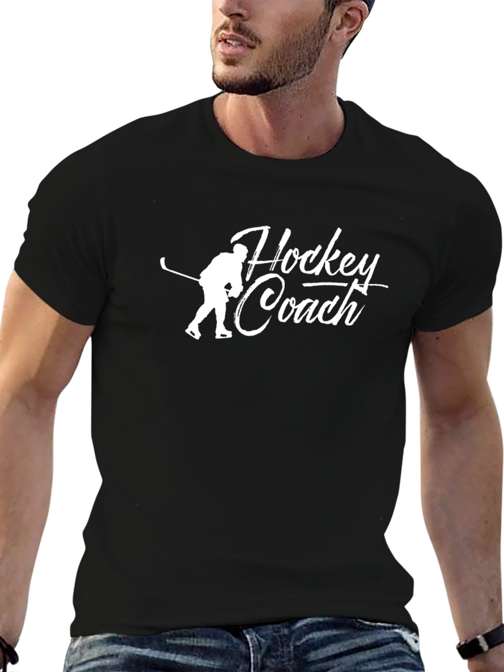 Hockey Coach Graphic Tee - Black Casual T-Shirt
