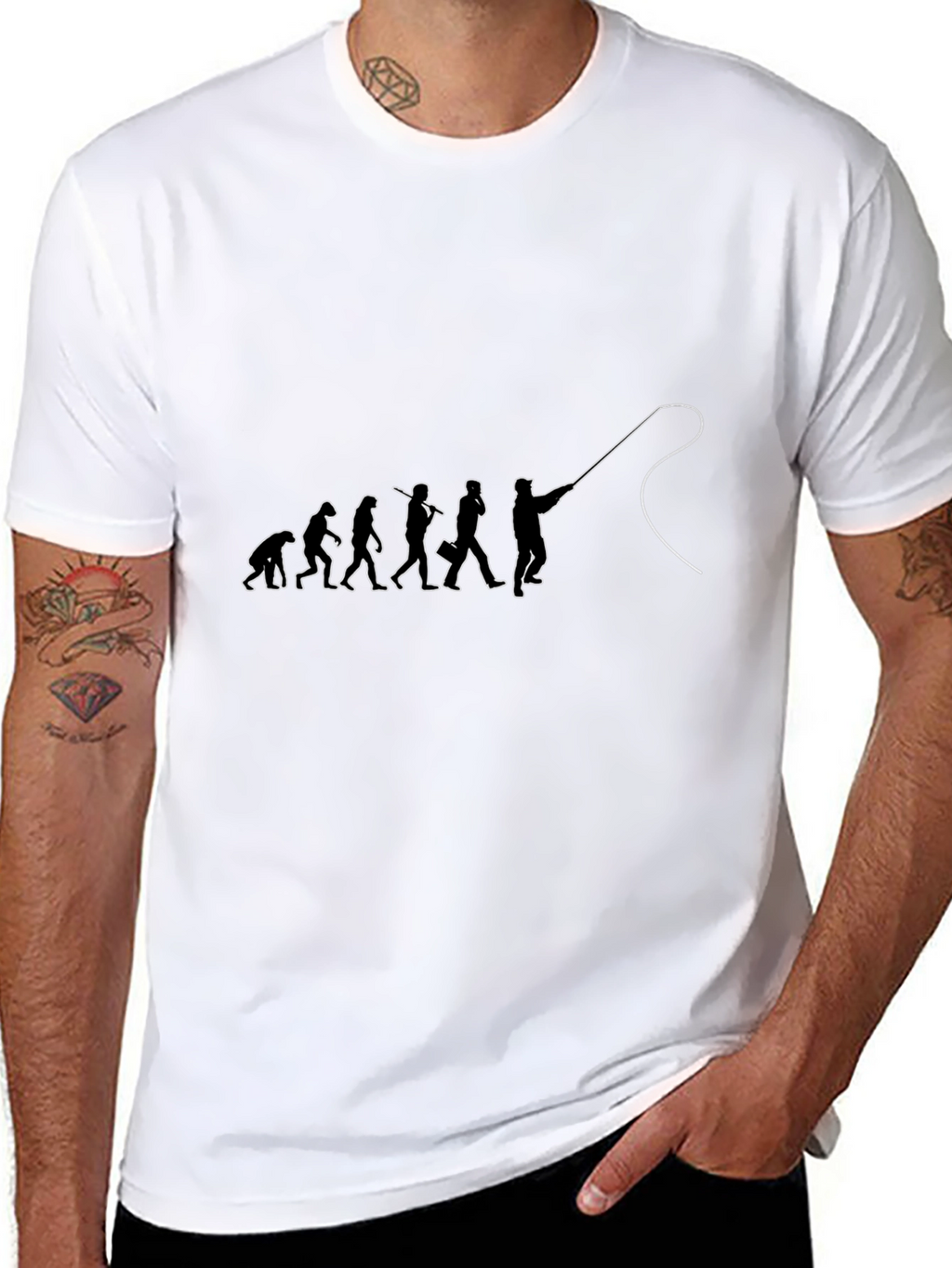 Evolution of Fishing Black T-Shirt