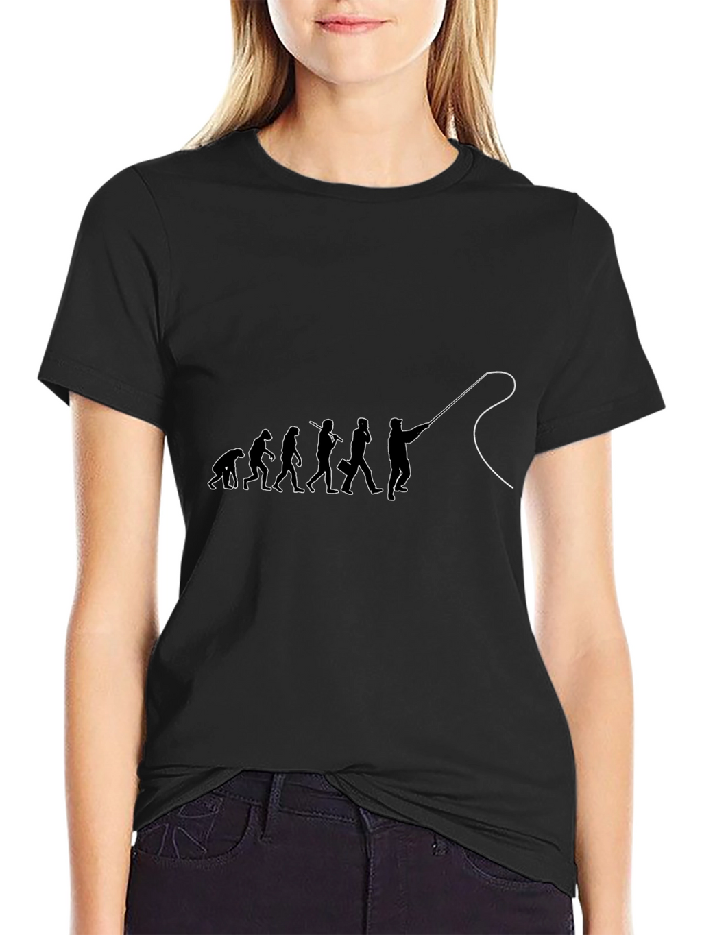 Evolution of Fishing Black T-Shirt