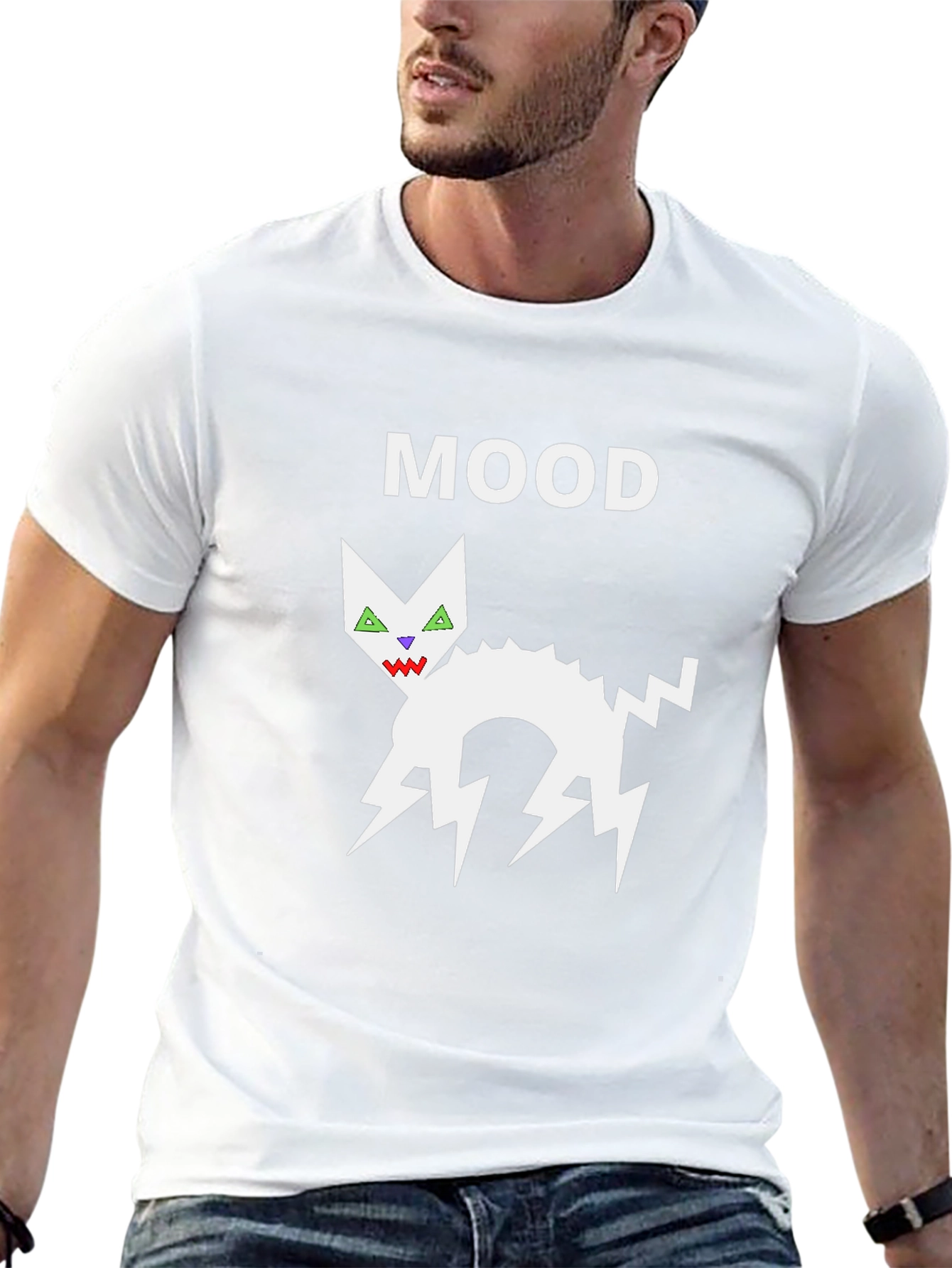 Mood Cat Graphic Black T-Shirt