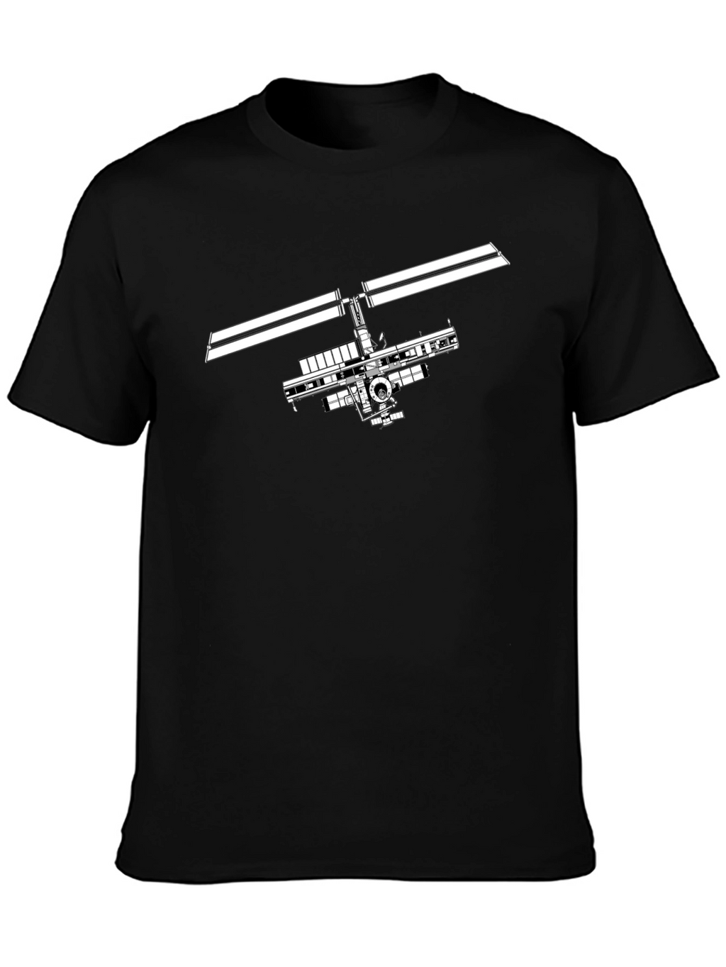 Space Station Graphic Tee - Modern Black T-Shirt